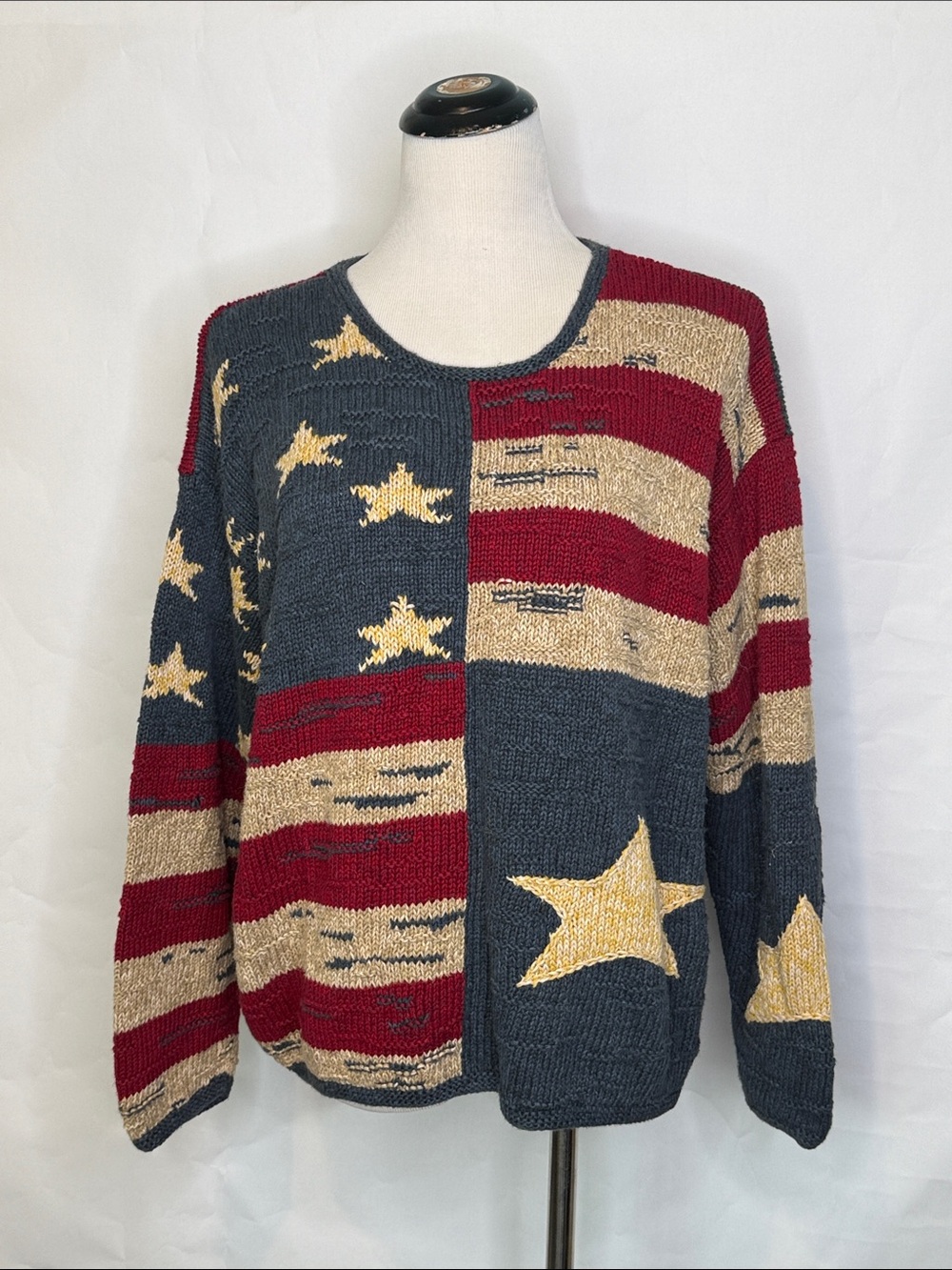 Monterey Bay Patriotic Hand Knit Sweater (XL)